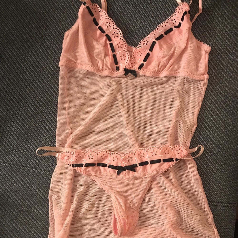 Pink chemise with thong